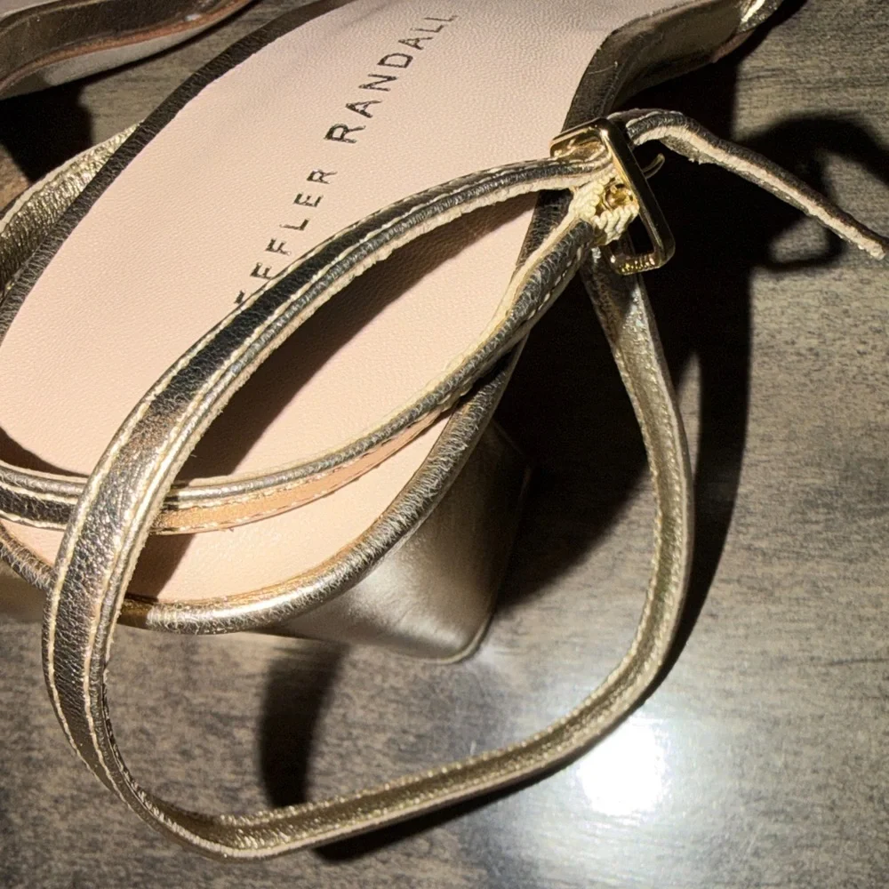 NWT Loeffler Randall Maeve Metallic Gold Knot Bow Ankle Strap Heel - Picture 9 of 12